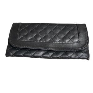 5/$25 KMS California Quilted Make Up Brush Clutch Metallic Pewter Travel Snap